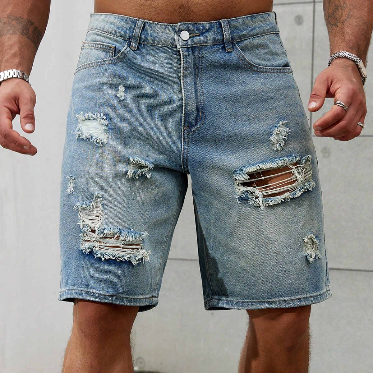 Streetwear Brand - New Fashion Mens Ripped Short Jeans