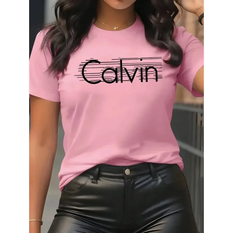 Streetwear Brand Top - Calvin Women's T-Shirt Leisure Fashion Short