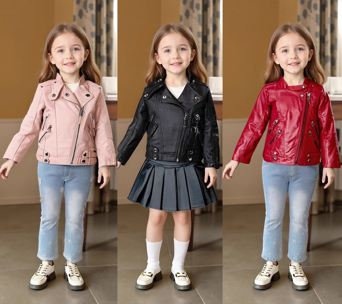 Streetwear Brand Red - 2-12Y Girls Christmas Pink Red Motorcycle