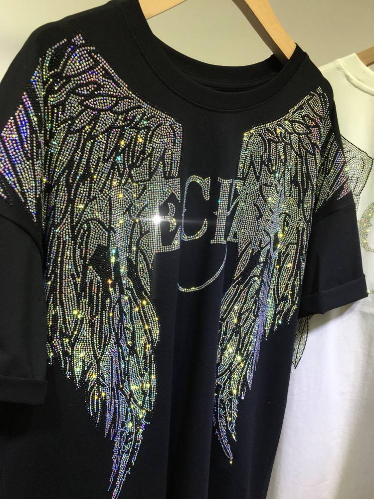 L-4XL Oversize Rhinestone Ange - Streetwear Brand Top ulasan dan harga