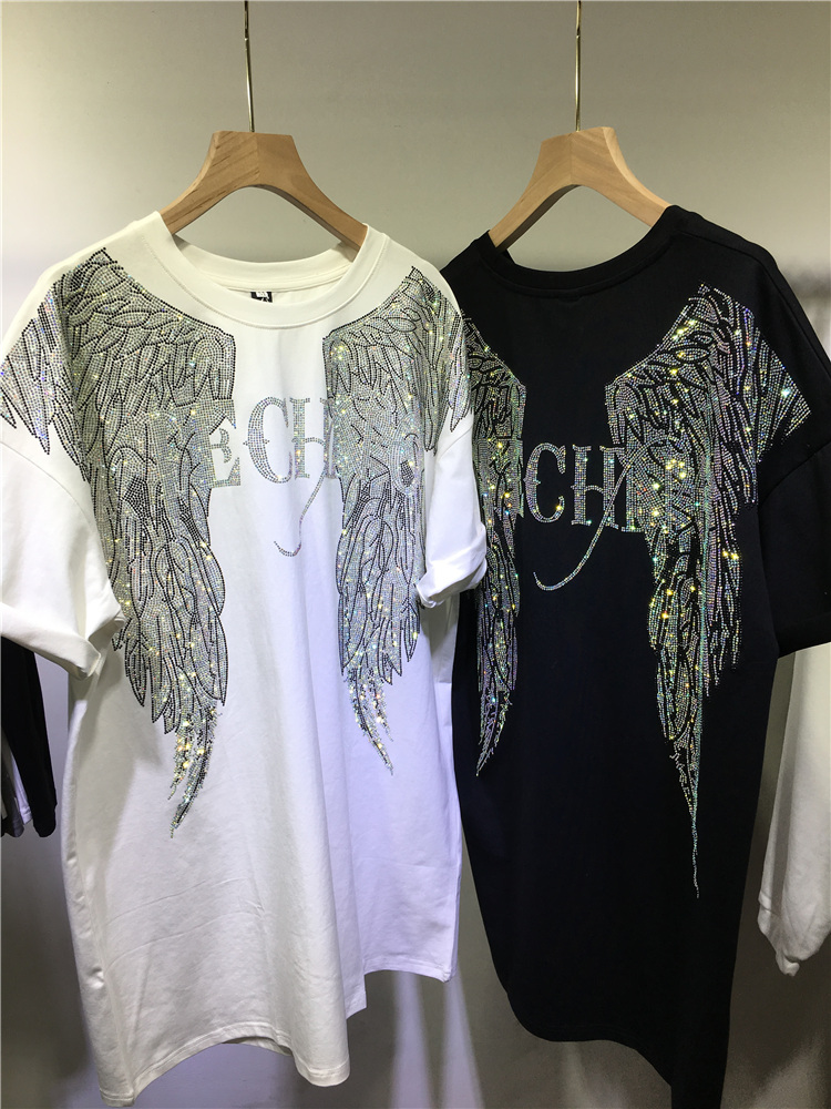 L-4XL Oversize Rhinestone Ange - Streetwear Brand Top ulasan dan harga