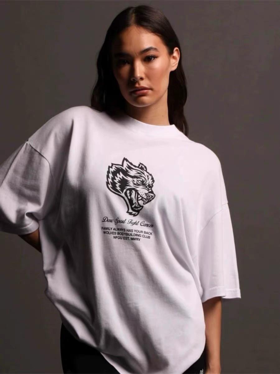 White Classic Wolf Head GYM Fi - Streetwear Gym Brand ulasan dan harga