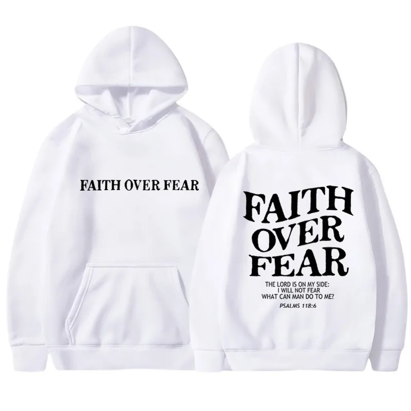 FAITH OVER FEAR Print Hoodies  - Fear Of God Essential ulasan dan harga
