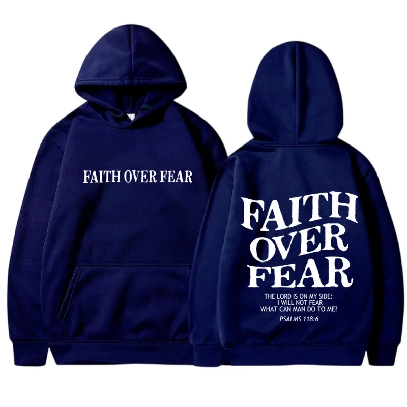 FAITH OVER FEAR Print Hoodies  - Fear Of God Essential ulasan dan harga