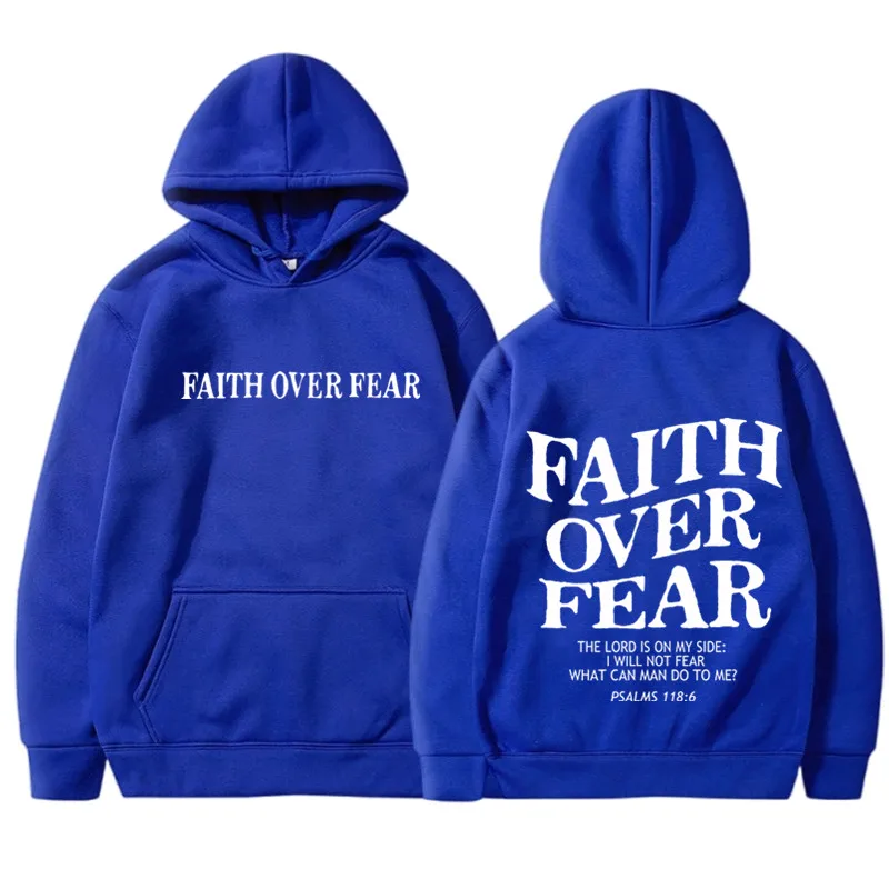 FAITH OVER FEAR Print Hoodies  - Fear Of God Essential ulasan dan harga