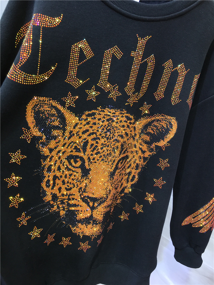 Leopard Rhinestones L-4XL Plus - Streetwear Brand ulasan dan harga