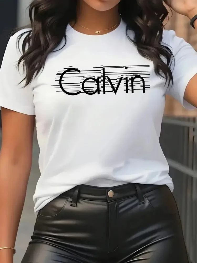 Calvin Women's T-Shirt Leisure - Streetwear Brand Top ulasan dan harga