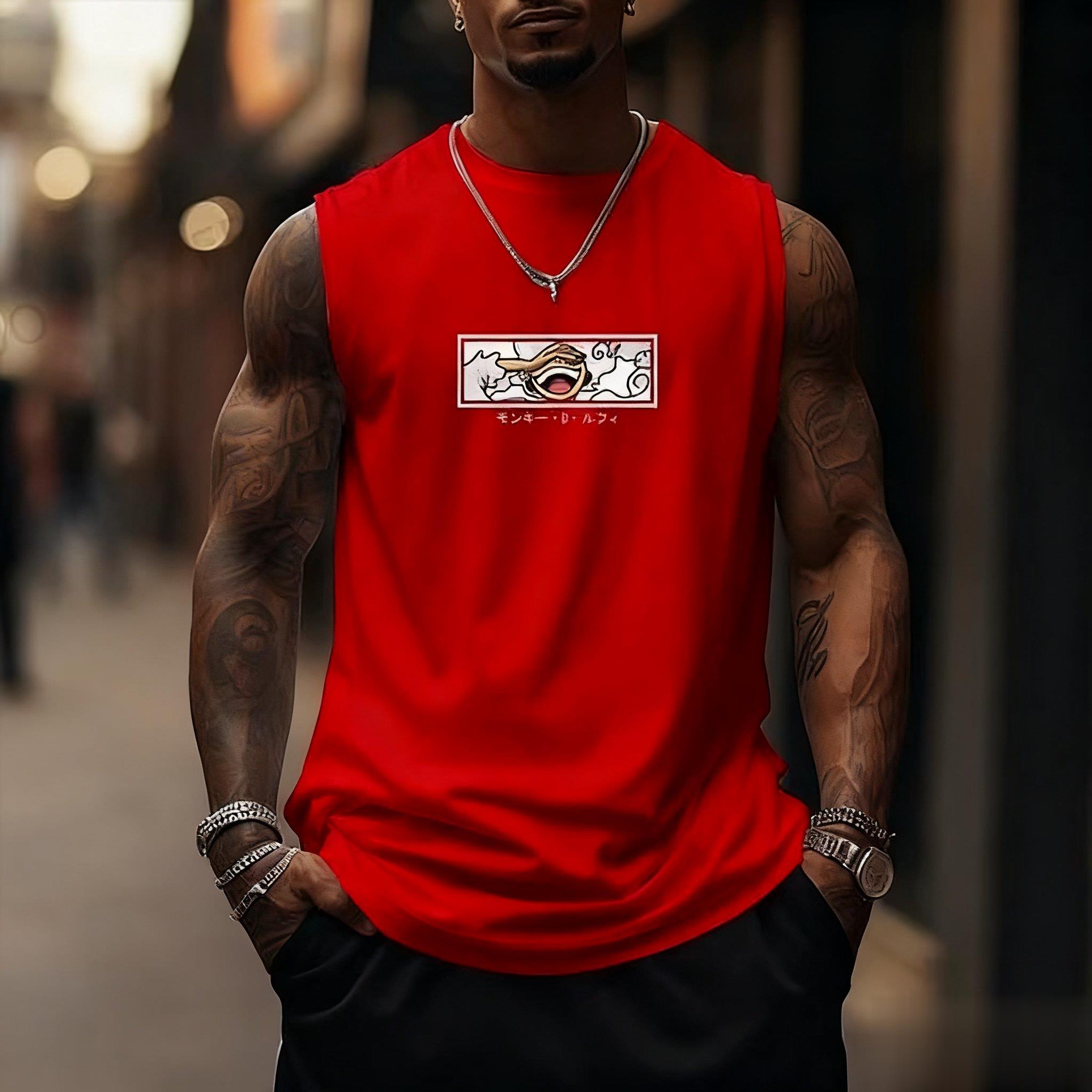 One Piece Luffy Gear 5 Tank To - Streetwear Gym Brand ulasan dan harga