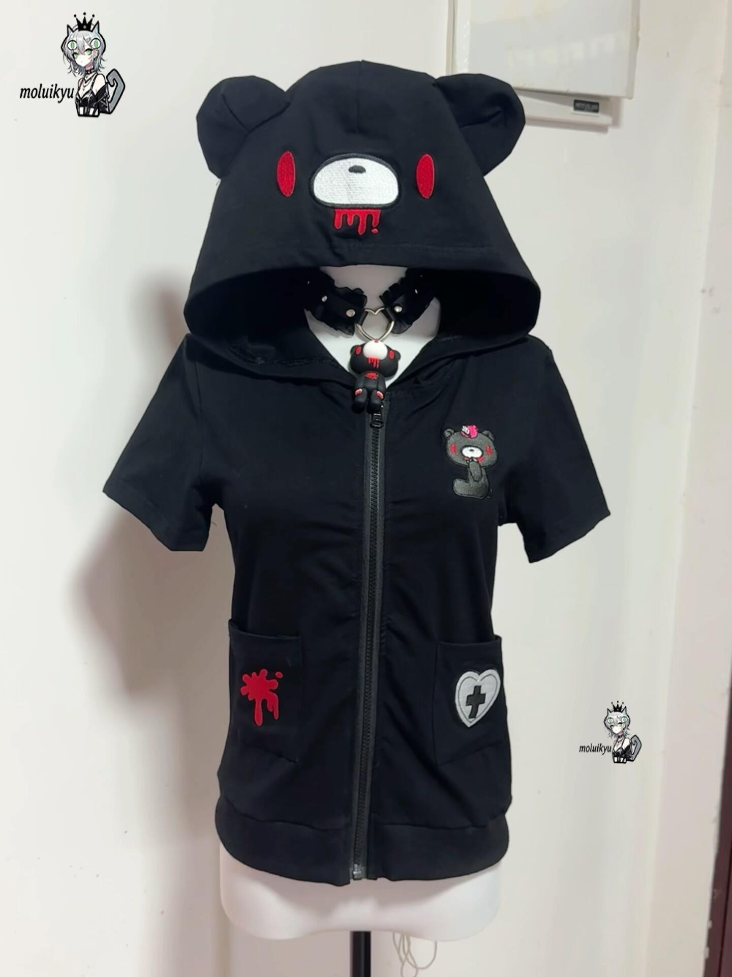 Kawaii Anime Hoodie Short Slee - Streetwear Brand Y2K ulasan dan harga